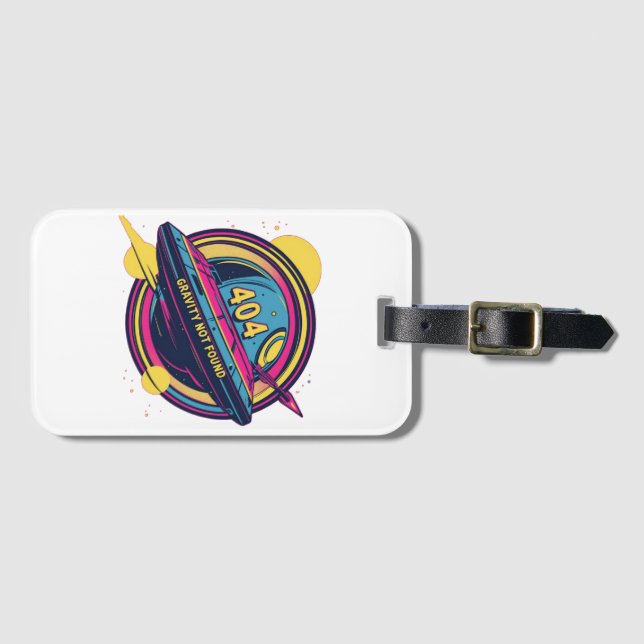 Étiquette À Bagage 404 Gravité introuvable - Art Spop Rétro (Devant Horizontal)