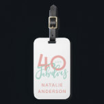 Étiquette À Bagage 40 ans et fabuleux anniversaire de naissance des f<br><div class="desc">Célébrez votre anniversaire spécial avec style avec ce design rose et menthe 40 et fabuleux</div>