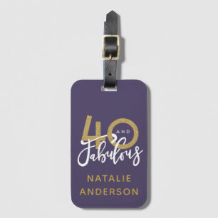 Étiquette À Bagage 40 et or fabuleux et sac d'anniversaire pourpl