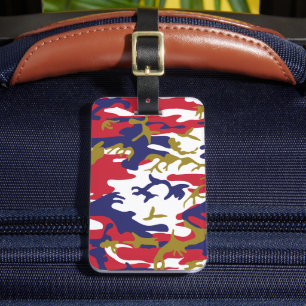 Étiquette À Bagage 4 juillet, Jour de l'Indépendance, Or de camouflag