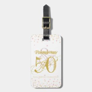 Étiquette À Bagage 50 & Fabuleux Anniversaire Glam Gold Pink Fun