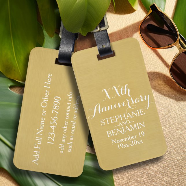 Étiquette À Bagage 50e ou autre anniversaire de Mariage Personnalisé (Personalized luggage tag - Wedding Anniversary)