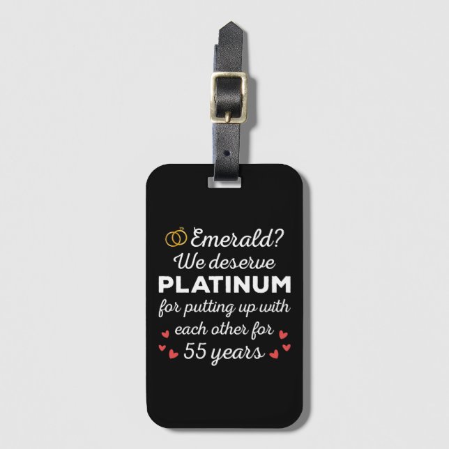 Étiquette À Bagage 55e anniversaire du Mariage I - Emerald Funny Coup (Devant Vertical)