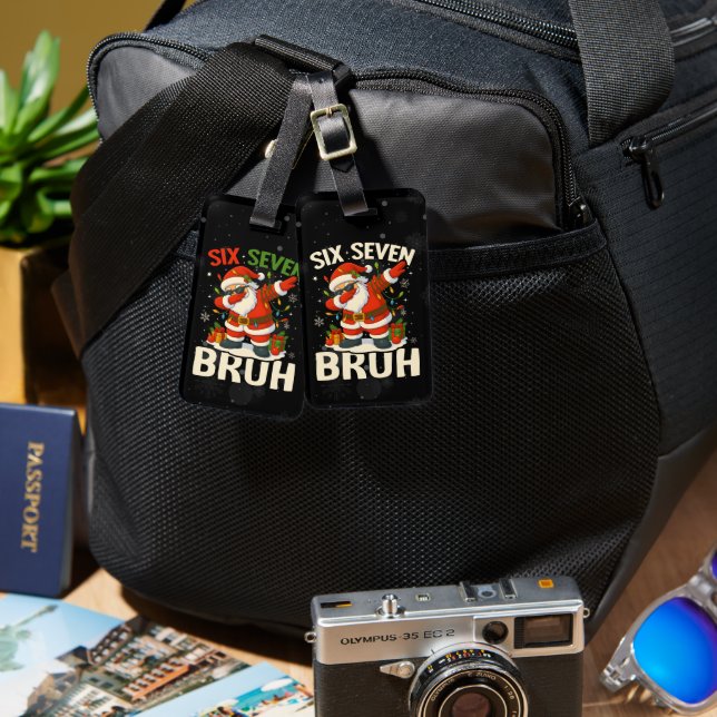 Étiquette À Bagage 67 Meme Six Seven Bruh Drôle de Noël 6 7 (Recto & Verso)