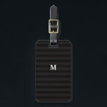 Étiquette À Bagage 7 Option Monogramme moderne Grandes noires<br><div class="desc">Ayez vos bagages à l'air joli avec cette étiquette de bagage à rayures noir et gris.</div>