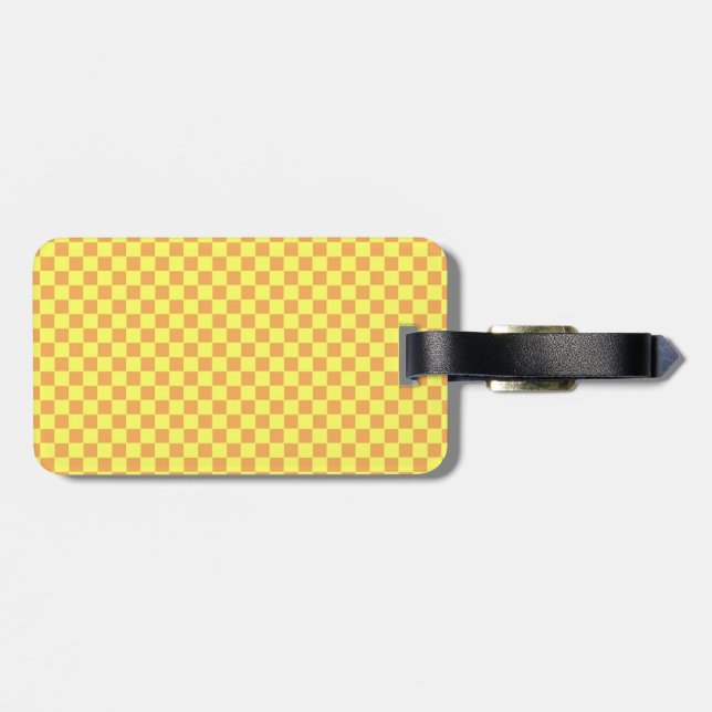 Étiquette À Bagage à carreaux jaunes (Dos horizontal)