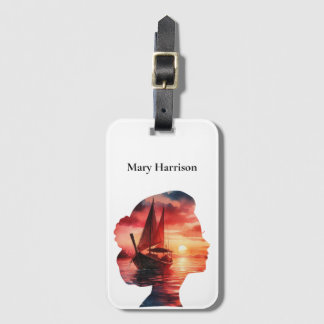 Étiquette À Bagage A fantasy journey on a sailboat at sunset