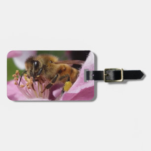 Étiquette À Bagage Abeille de miel sur la fleur de Crabapple votre