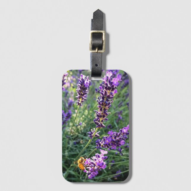 Étiquette À Bagage Abeille et lavande (Devant Vertical)