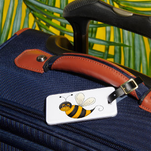Étiquette À Bagage Abeille souriante personnage de bourdon amusant