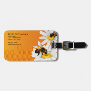 Étiquette À Bagage Abeilles de miel et Fleurs de marguerite