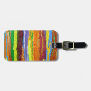 Étiquette À Bagage Abstract art rainbow stripes paint drip