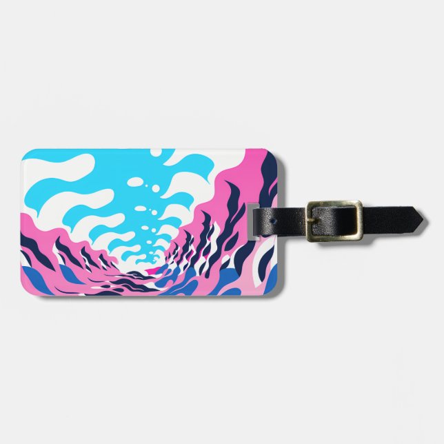 Étiquette À Bagage Abstract Dream Wave – Vibrant Surreal Flow (Devant horizontal)