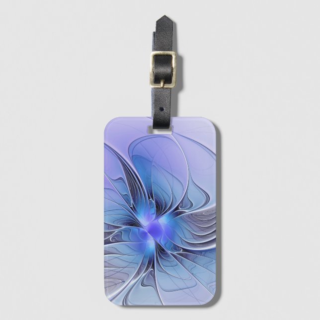 Étiquette À Bagage Abstract Modern Fractal Art Lavender Blue (Devant Vertical)