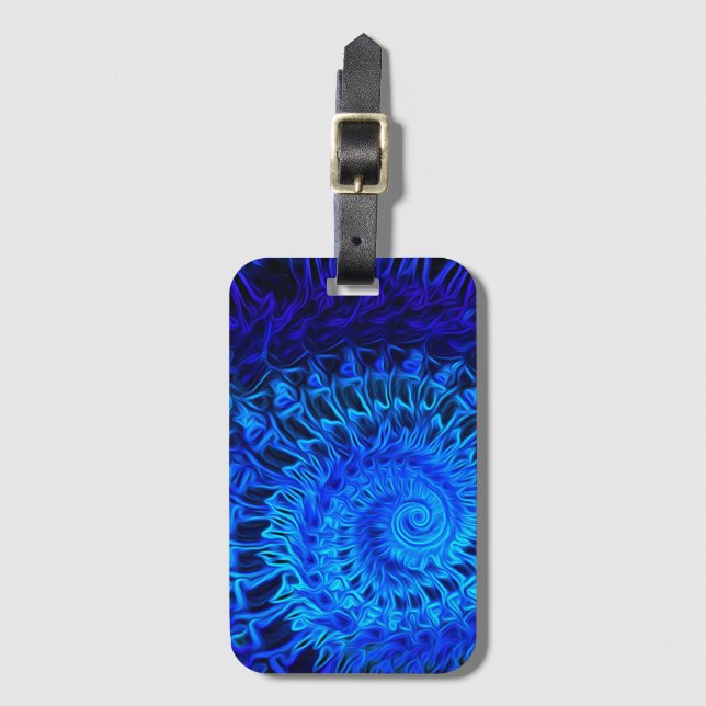 Étiquette À Bagage Abstrait bleu - étiquette de bagage avec emplaceme (Devant Vertical)