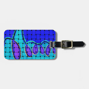 Étiquette À Bagage Abstrait bleu français avec texture tissée