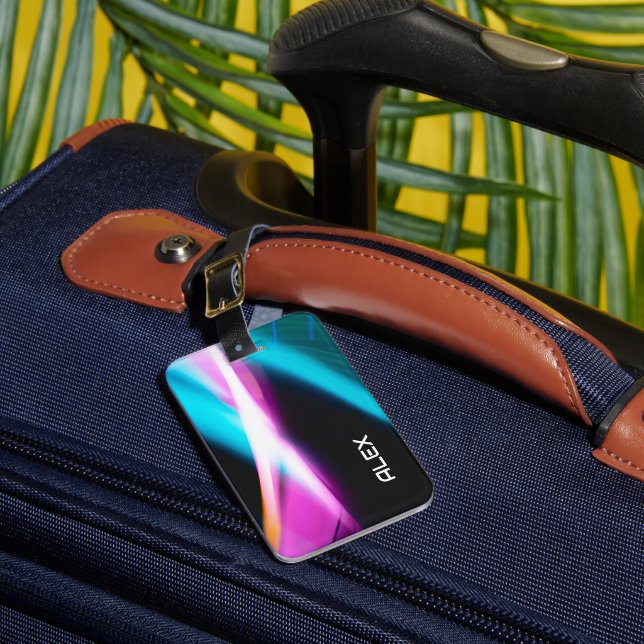Étiquette À Bagage Abstrait Cyan, Magenta & Black coque iphone dynami (Insitu Rectoal 1)