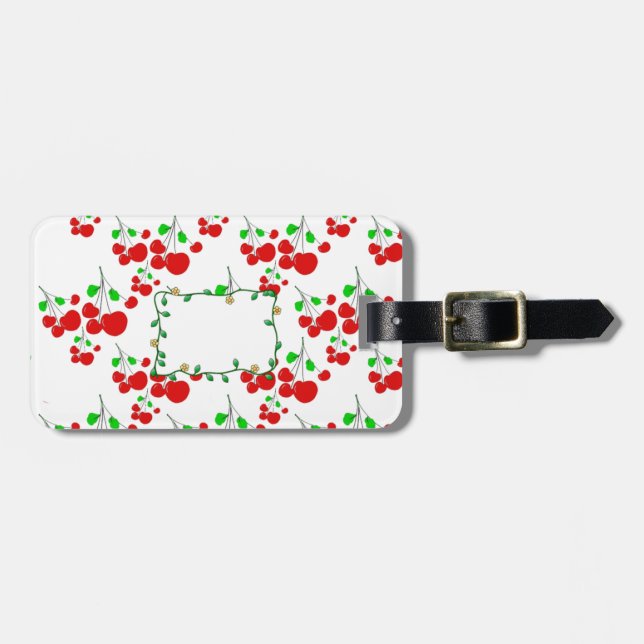 Étiquette À Bagage Accessoires de motif de cerisier rouge personnalis (Devant horizontal)