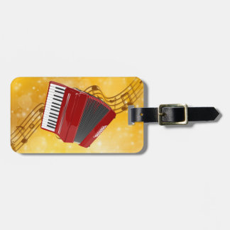 Étiquette À Bagage Accordéon rouge et notes musicales