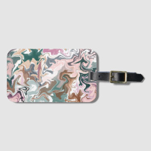 Étiquette À Bagage Acrylique liquide vert et rose