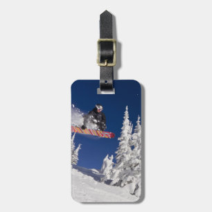 Étiquette À Bagage Action de snowboard à Whitefish Mountain Resort