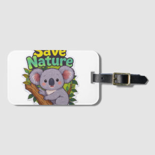 Étiquette À Bagage Adorable Kawaii Koala "Sauver la nature"