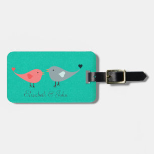 Étiquette À Bagage Adorable Mignonne Oiseaux Sur Glitterie