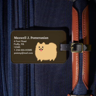 Étiquette À Bagage Adorable Pomeranian Fluffy avec Texte Personnalisa