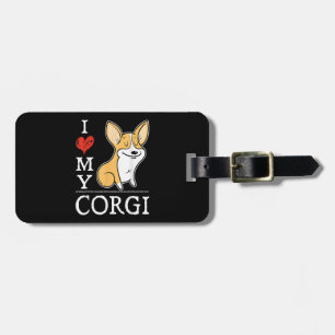 Étiquette À Bagage Adorable Welsh Corgis Mignonne Chien J'Aime Mon