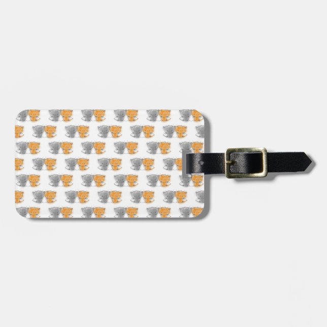 Étiquette À Bagage Adorables chatons fantaisistes orange et gris (Devant horizontal)
