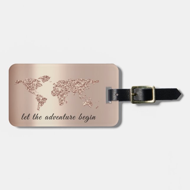 Étiquette À Bagage Adresse de la carte du monde laisser l'aventure co (Devant horizontal)