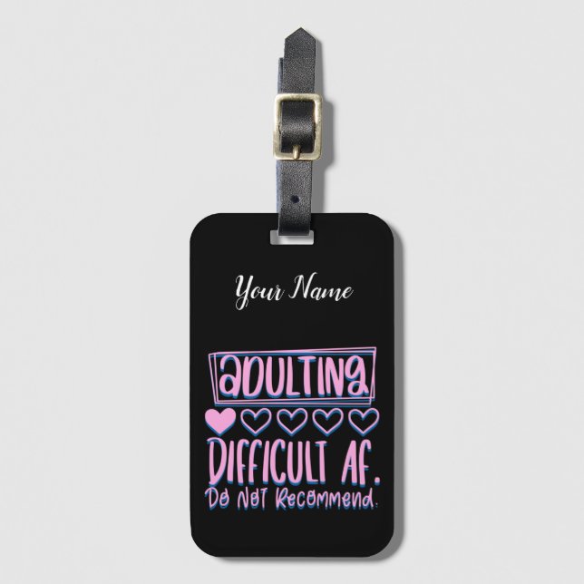 Étiquette À Bagage Adulte Adulte Difficile AF Ne Recommanderait Pas (Devant Vertical)