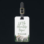 Étiquette À Bagage Adventure Watercolor Mountains Personnalisé<br><div class="desc">Aquarelle montagnes peinture nom personnalisé étiquette bagage</div>