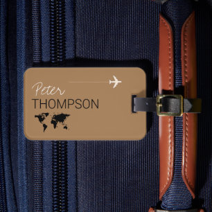 Étiquette À Bagage Aero Travel personnalisé et élégant, brun clair