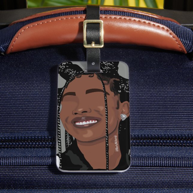 Étiquette À Bagage Aesthetic Black skin girl, Marsai Martin smile art (Insitu Rectoal 2)