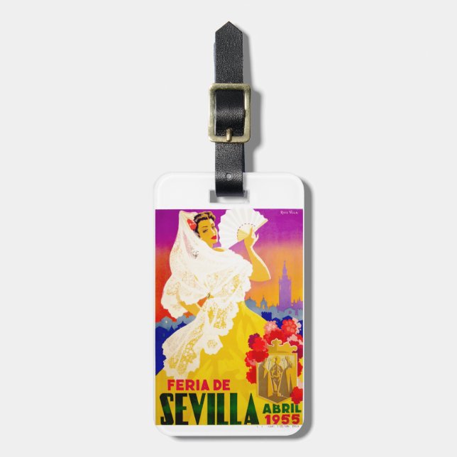 Étiquette À Bagage Affiche 1955 juste de l'Espagne Séville avril (Devant Vertical)