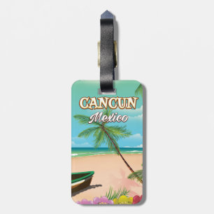Étiquette À Bagage Affiche de plage de Cancun au Mexique