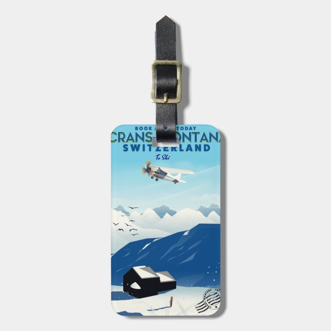 Étiquette À Bagage affiche de ski crans-montana Suisse (Devant Vertical)