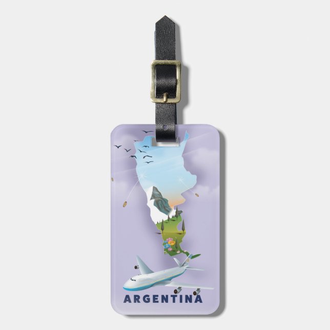 Étiquette À Bagage Affiche de voyage carte d'Argentine (Devant Vertical)