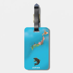 Étiquette À Bagage Affiche de voyage carte illustrée du Japon.