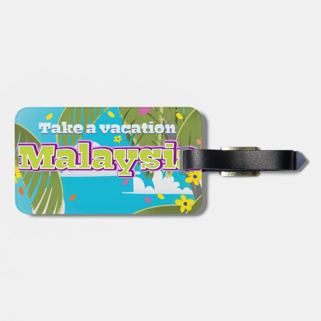 Étiquette À Bagage Affiche de voyage de dessin animé de Malaisie. (Dos horizontal)