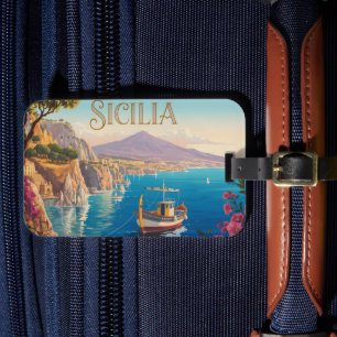 Étiquette À Bagage Affiche de voyage de style vintage pour la Sicile 