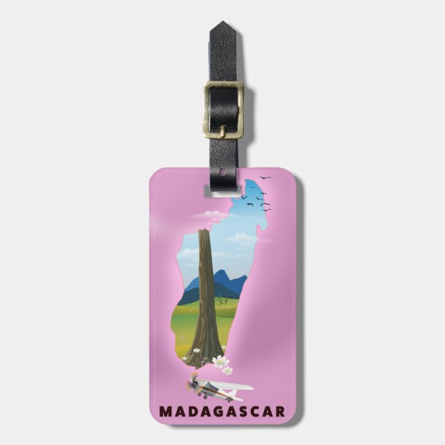 Étiquette À Bagage Affiche de voyage illustrée de Madagascar (Devant Vertical)