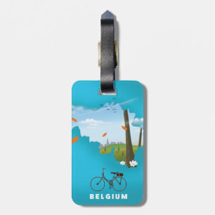 Étiquette À Bagage Affiche de voyage imprimée carte de la Belgique.