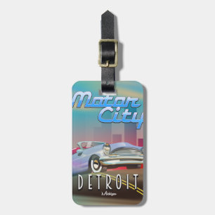 Étiquette À Bagage Affiche de voyage Motor City Detroit Michigan.