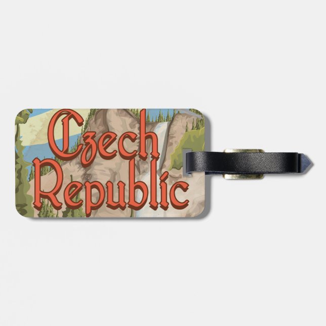 Étiquette À Bagage Affiche de voyage vintage République tchèque (Dos horizontal)