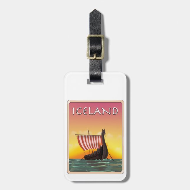 Étiquette À Bagage Affiche Islande Viking Travel (Devant Vertical)