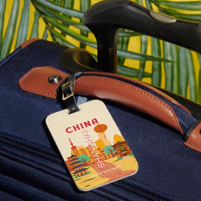 Étiquette À Bagage Affiche Rétro Voyage Chine Shanghai (Insitu Rectoal 1)