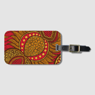 Étiquette À Bagage Africain Ankara Red Global Floral Bagage