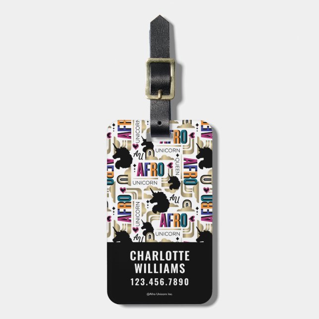 Étiquette À Bagage Afro Unicorn Bold Motif (Devant Vertical)